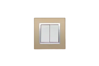 PLAQUE BELLA 43 CARREE CHAMPAGNE AVEC CADRE CHROME 2 MODULES