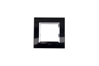 PLAQUE BELLA 43 CARREE NOIRE AVEC CADRE CHROME 2 MODULES