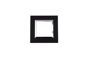 PLAQUE BELLA 43 CARREE NOIR MAT AVEC CADRE CHROME 2 MODULES