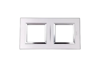PLAQUE BELLA 43 CARREE ARGENT OPAQUE AVEC CADRE CHROME 2+2 MODULES