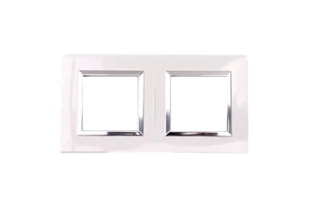 PLAQUE BELLA 43 CARREE BLANC AVEC CADRE CHROME 2+2 MODULES