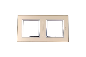 PLAQUE BELLA 43 CARREE CHAMPAGNE AVEC CADRE CHROME 2+2 MODULES