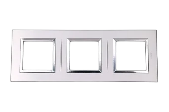 PLAQUE BELLA 43 CARREE ARGENT OPAQUE AVEC CADRE CHROME 2+2+2 MODULES