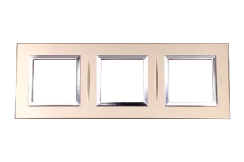 PLAQUE BELLA 43 CARREE CHAMPAGNE AVEC CADRE CHROME 2+2+2 MODULES