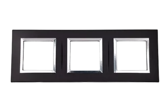 PLAQUE BELLA 43 CARREE NOIR MAT AVEC CADRE CHROME 2+2+2 MODULES