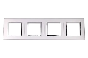 PLAQUE BELLA 43 CARREE ARGENT OPAQUE AVEC CADRE CHROME 2+2+2+2 MODULES