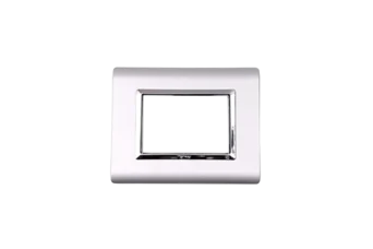 PLAQUE SERENA 43 RECTANGULAIRE ARGENT OPAQUE CADRE CHROME 3 MODULES