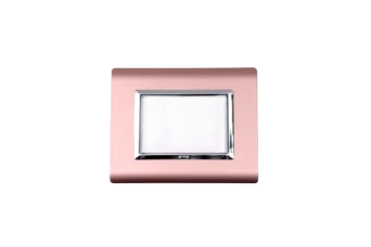PLAQUE SERENA 43 RECTANGULAIRE ROSE METALLISE CADRE CHROME 3 MODULES