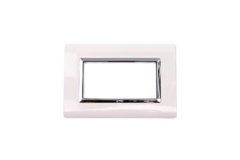 PLAQUE SERENA 43 RECTANGULAIRE BLANC CADRE CHROME 4 MODULES