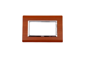 PLAQUE SERENA 43 RECTANGULAIRE ACAJOU CADRE CHROME 4 MODULES