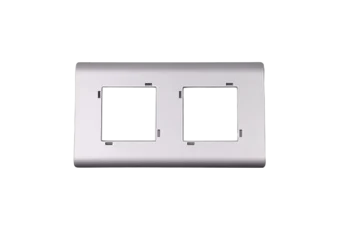 PLAQUE SERENA 43 CARREE SANS CADRE ARGENT OPAQUE 2+2 MODULES