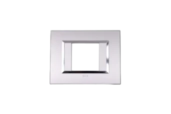 PLAQUE BELLA 43 RECTANGULAIRE ARGENT OPAQUE AVEC CADRE CHROME 2 MODULES