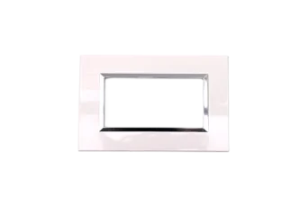 PLAQUE BELLA 43 RECTANGULAIRE BLANC AVEC CADRE CHROME 4 MODULES