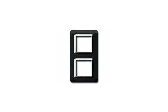 PLAQUE TECHNOPOLYMERE 44 CARREE NOIR ABSOLU AVEC CADRE CHROME 2+2 MODULES