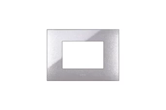 PLAQUE YOUNG 44 RECTANGULAIRE GRIS METALLISE 3 MODULES