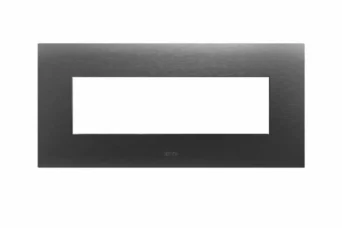PLAQUE SMART 44 RECTANGULAIRE EN METAL ACIER ANTHRACITE BROSSE 7 MODULES