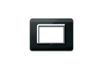 PLAQUE TECHNOPOLYMERE 44 RECTANGULAIRE NOIR ABSOLU AVEC CADRE CHROME 3 MODULES