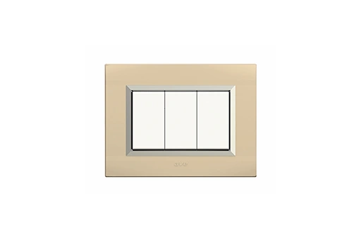 PLAQUE NOVA 45 RECTANGULAIRE CHAMPAGNE AVEC CADRE CHROME 3 MODULES